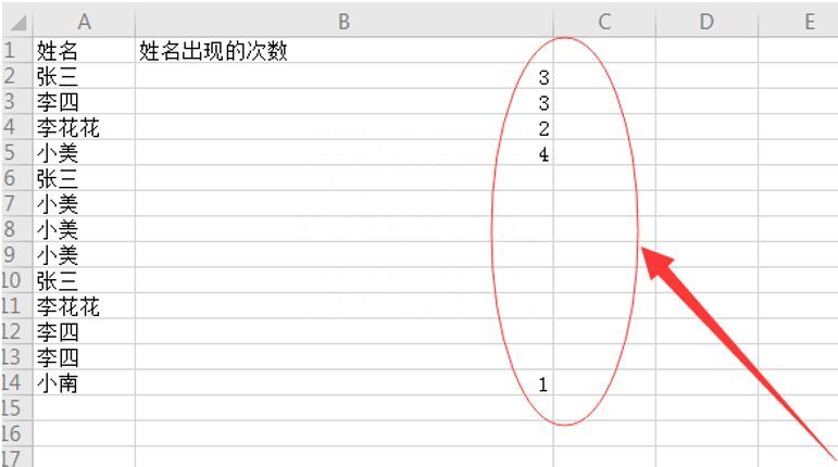 Excel表格技巧—如何统计表格中相同人名出现的次数插图10