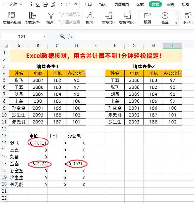 Excel不同表格数据核对，用合并计算不到1分钟轻松搞定！插图10