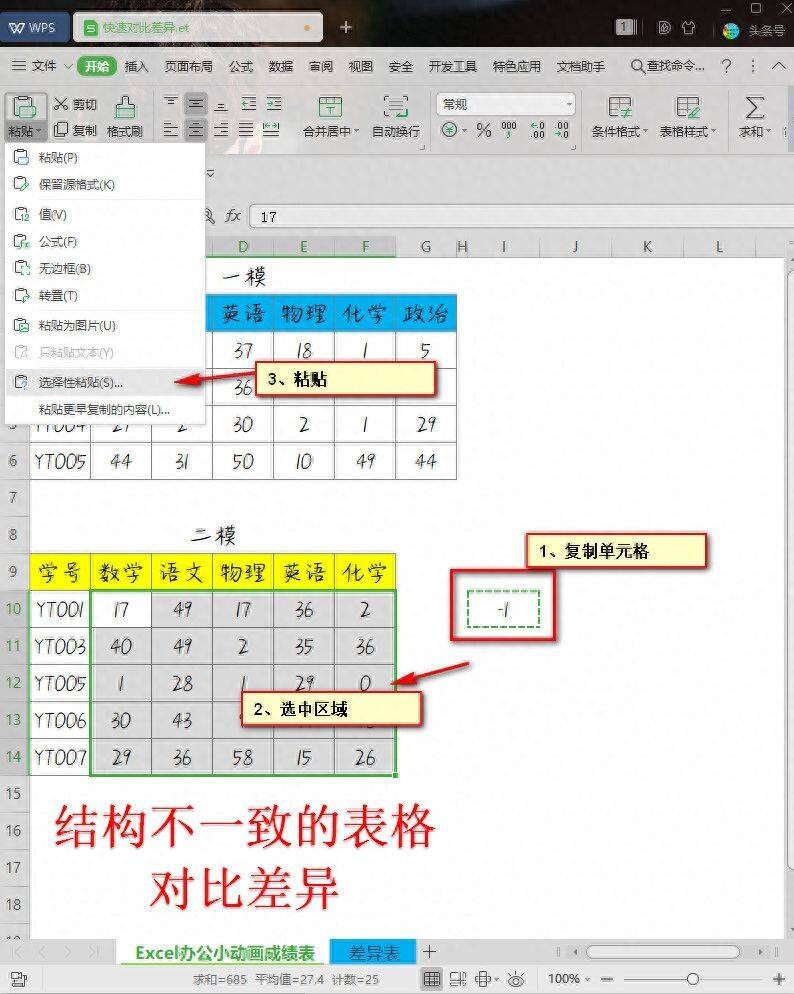 WPS小技巧：三小步搞定不同结构表格对比差异插图