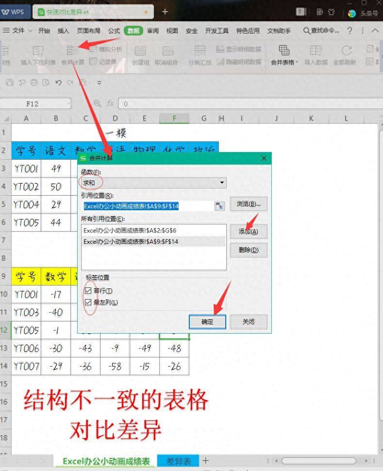 WPS小技巧：三小步搞定不同结构表格对比差异插图4