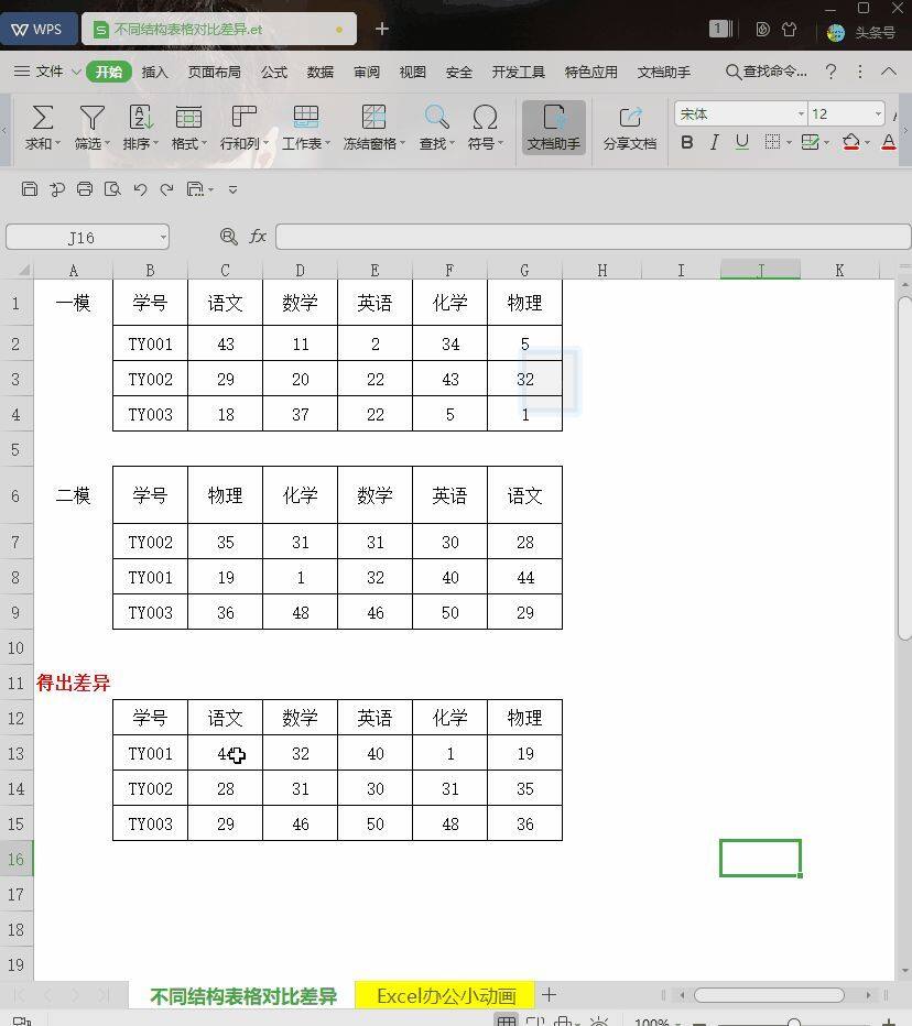 Excel快速对比差异：不同结构的表格插图8