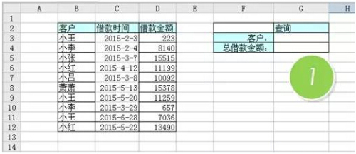 如何用Excel Sumif函数做查询模板统计客户在不同时间借款的总金额插图