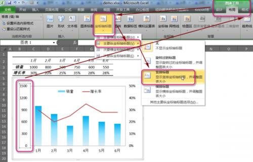 excel如何给坐标轴加标题,并且文字旋转90°竖向排列插图