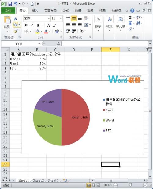 Excel2010怎么制作扇形统计图插图12